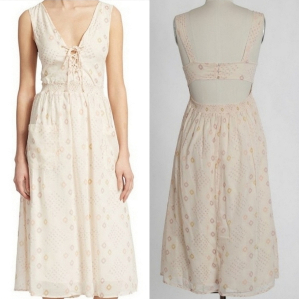 Free People Batiste Pocketful of Wildflowers Ivory Combo Midi Dress - Picture 1 of 16